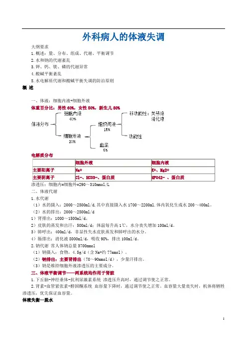 外科病人的体液失调