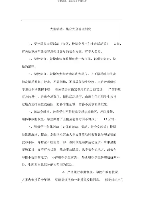大型活动、集会安全管理制度