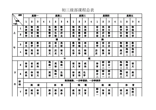 初三课程表2013.9.2