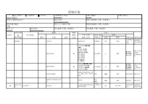 五金加工控制计划范例