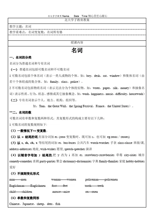 名词及名词所有格讲练