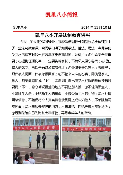 凯里八小法制副校长讲座简报