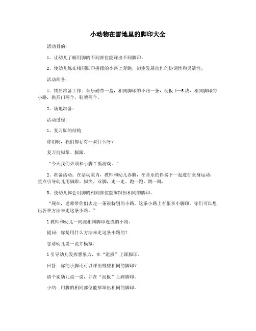 小动物在雪地里的脚印大全