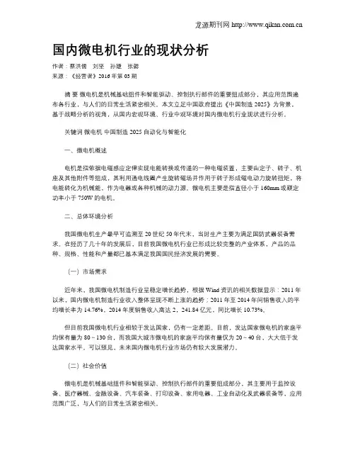 国内微电机行业的现状分析
