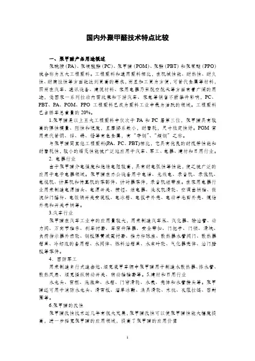 国内外聚甲醛技术特点比较