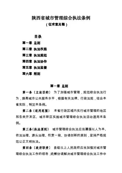 陕西城管理综合执法条例