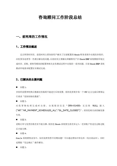 咨询顾问工作总结