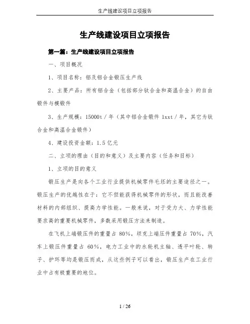 生产线建设项目立项报告