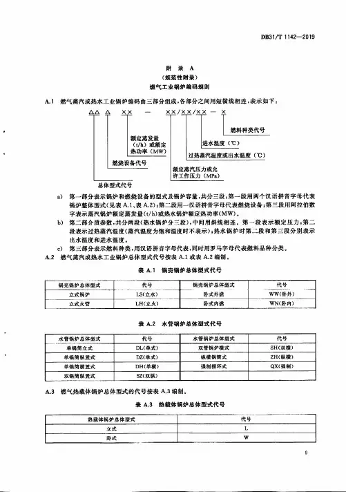 燃气工业锅炉编码规则