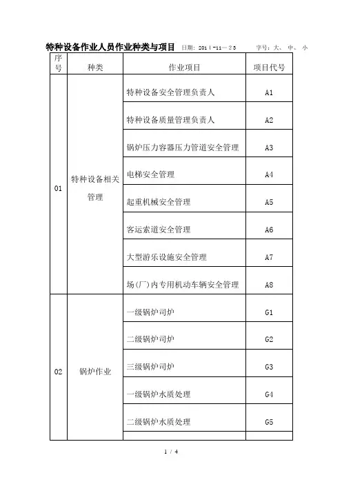 特种作业项目代号10600