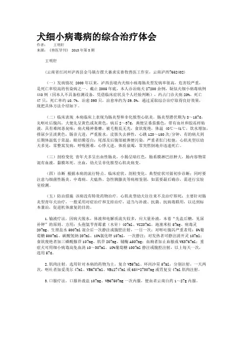 犬细小病毒病的综合治疗体会 