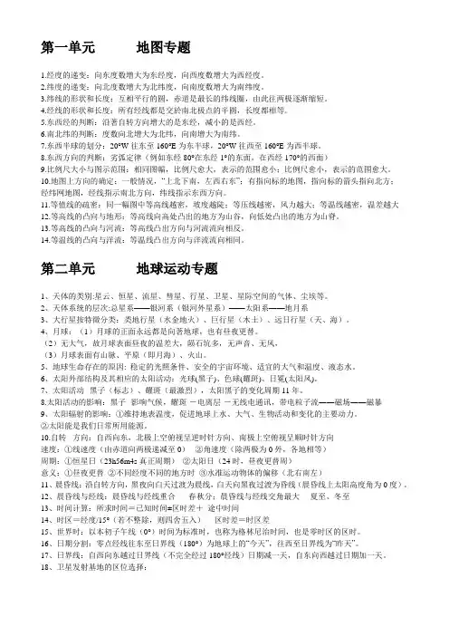 高中地理必背考点