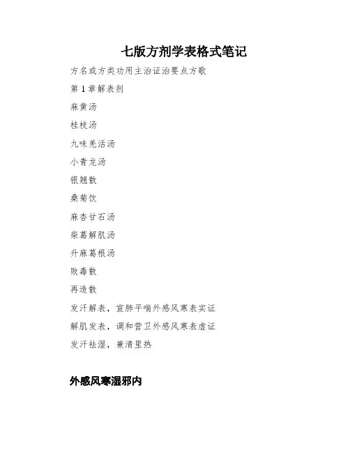 七版方剂学表格式笔记