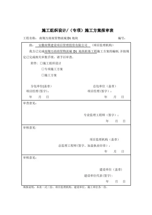 施工单位报审表【范本模板】