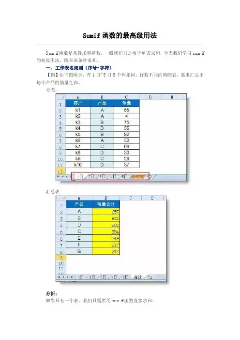 Sumif函数的最高级用法