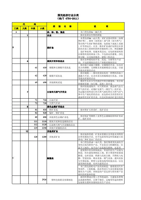 国民经济行业分类总表