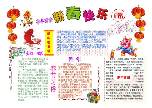 2016猴年春节寒假快乐生活电子小报word可编辑  (7)