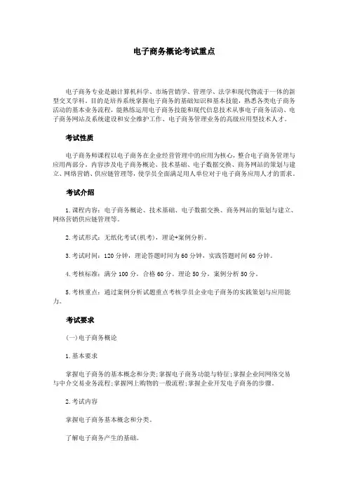电子商务概论考试重点