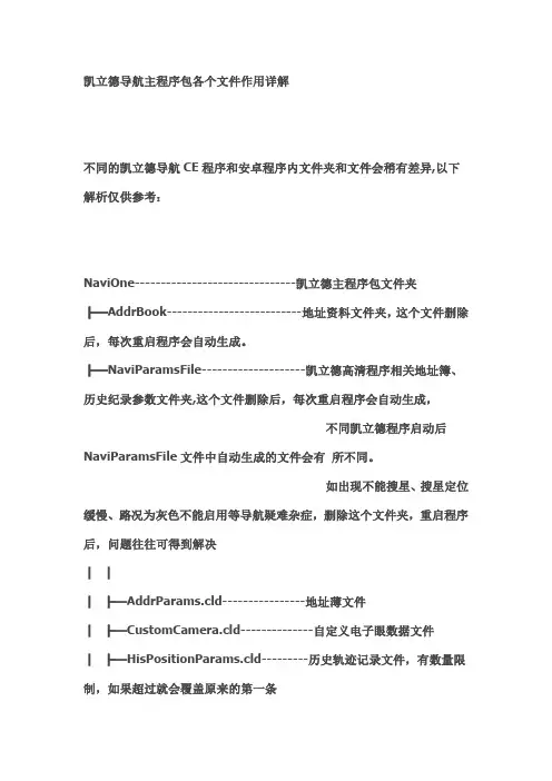 凯立德导航主程序包各个文件作用详解