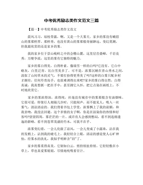 中考优秀励志类作文范文三篇