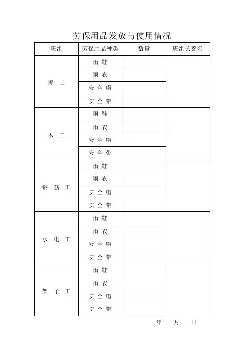 劳保用品发放与使用情况