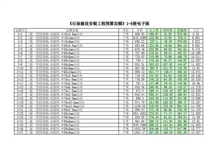 《石油建设安装工程预算定额》2册电子版