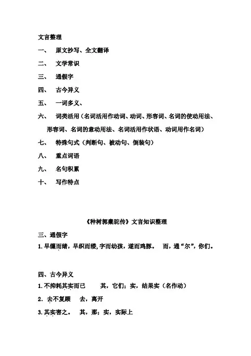 种树郭橐驼传整理