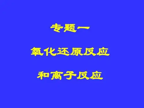 第二轮复习高三化学《专题一 氧化还原反应和离子反应》