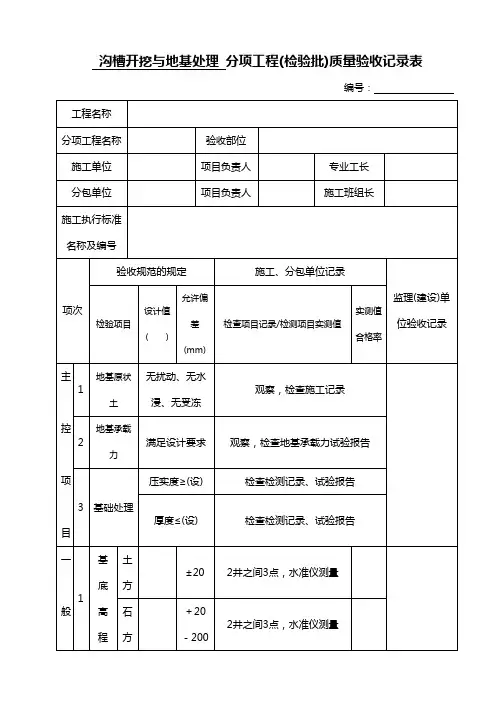 1-沟槽开挖与地基处理检验批