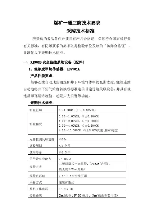 煤矿一通三防技术要求