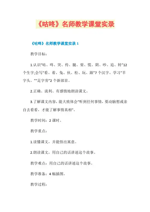 《咕咚》名师教学课堂实录