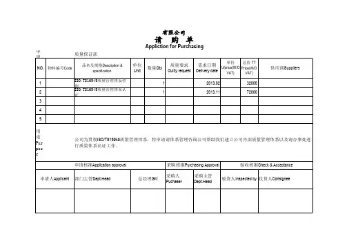 采购请购单(Purchase requisition)
