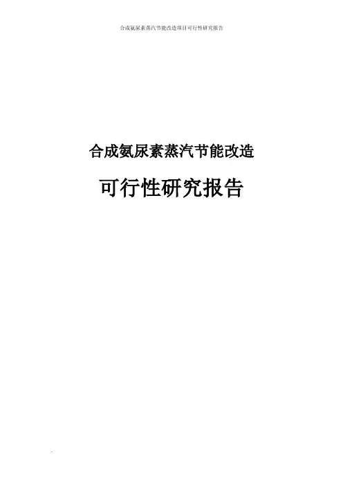 合成氨尿素蒸汽节能改造项目可行性研究报告