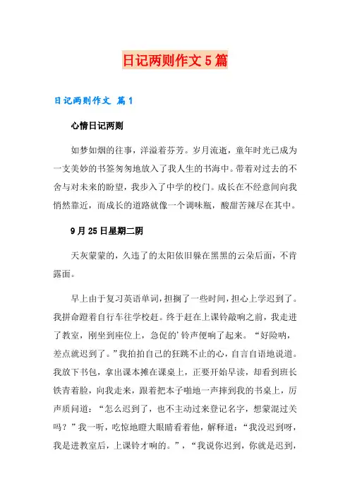 日记两则作文5篇