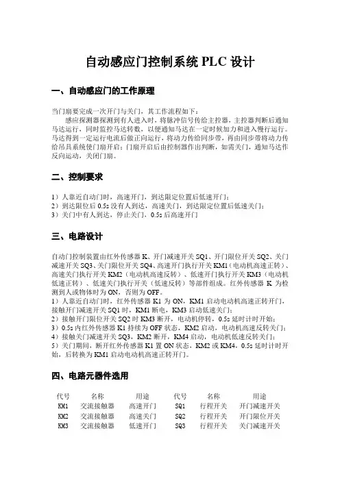自动感应门控制系统PLC设计