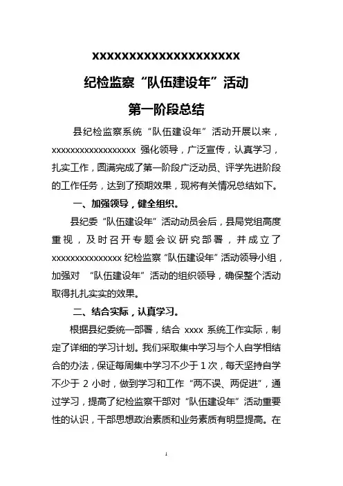队伍建设年”活动第一阶段小结