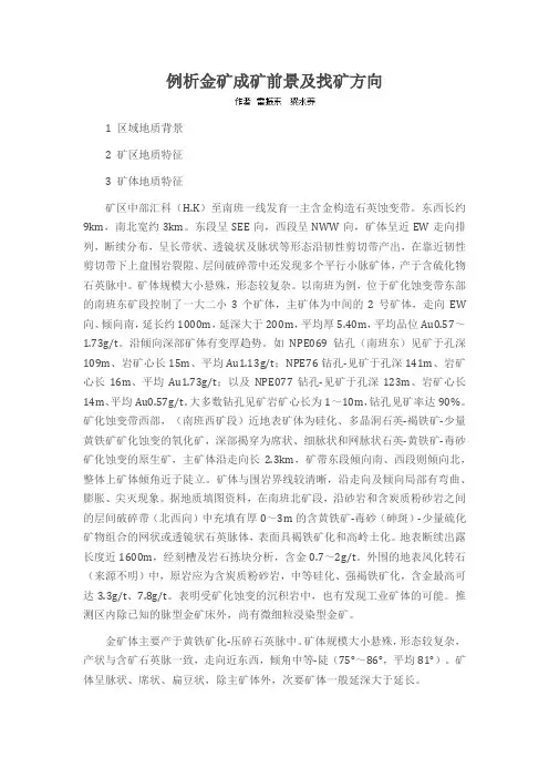 例析金矿成矿前景及找矿方向