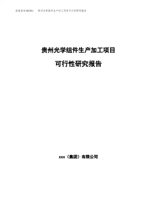 贵州光学组件生产加工项目可行性研究报告