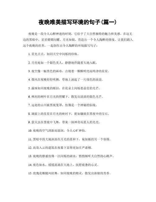 夜晚唯美描写环境的句子(精选两篇)