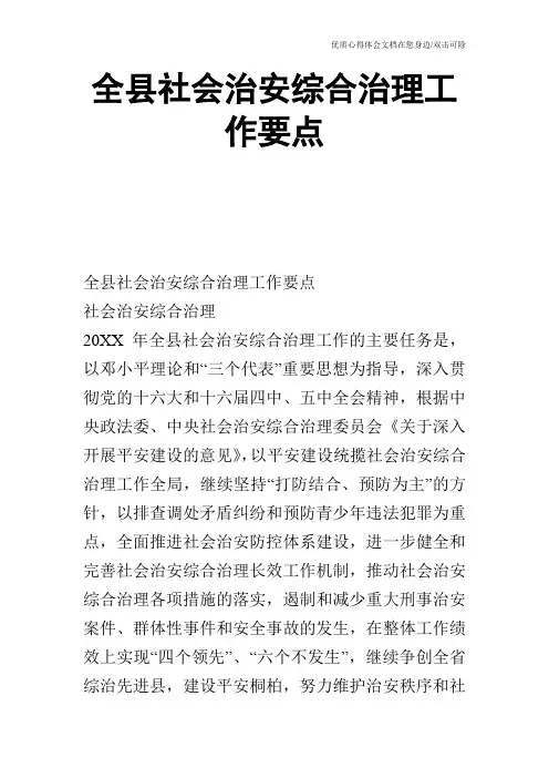 全县社会治安综合治理工作要点
