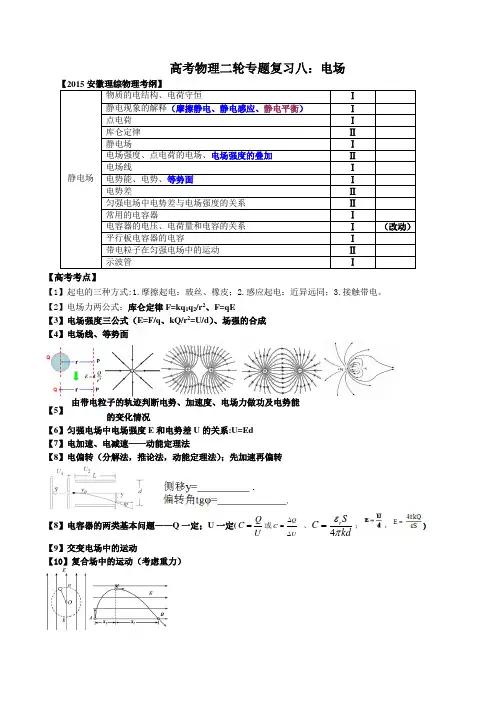 2015二轮专题8 电场