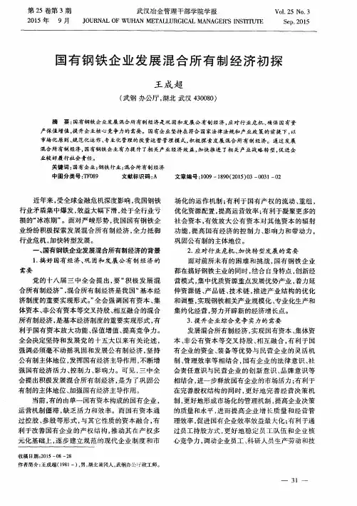国有钢铁企业发展混合所有制经济初探
