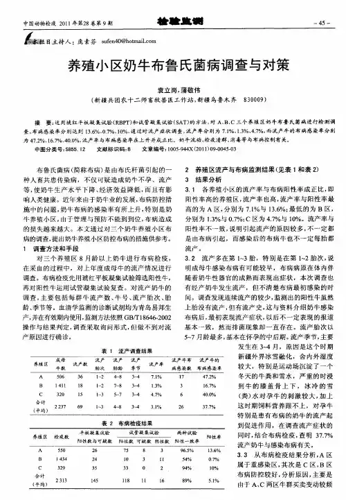 养殖小区奶牛布鲁氏菌病调查与对策