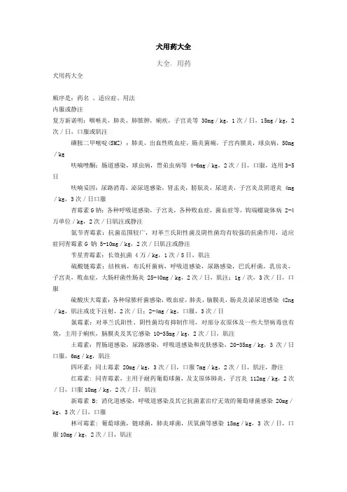 犬用药大全