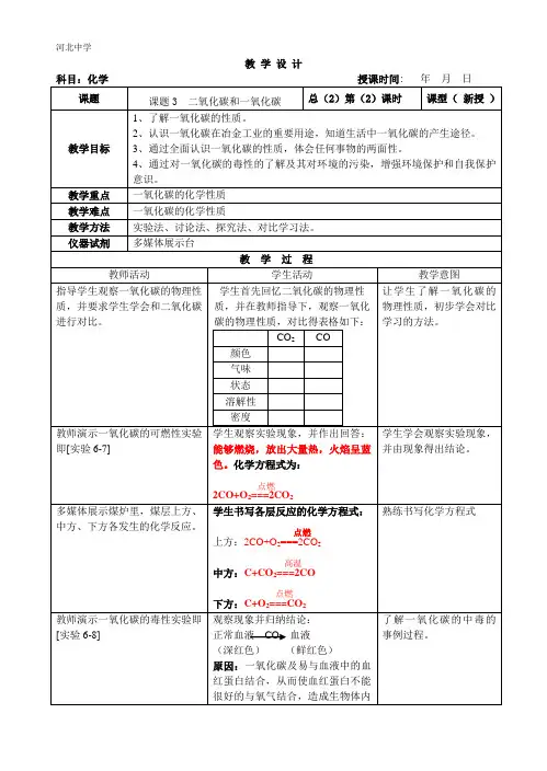 一氧化碳的性质
