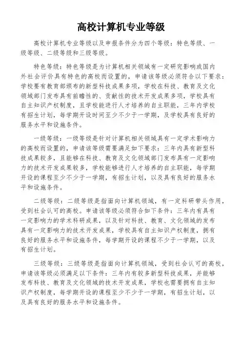 高校计算机专业等级