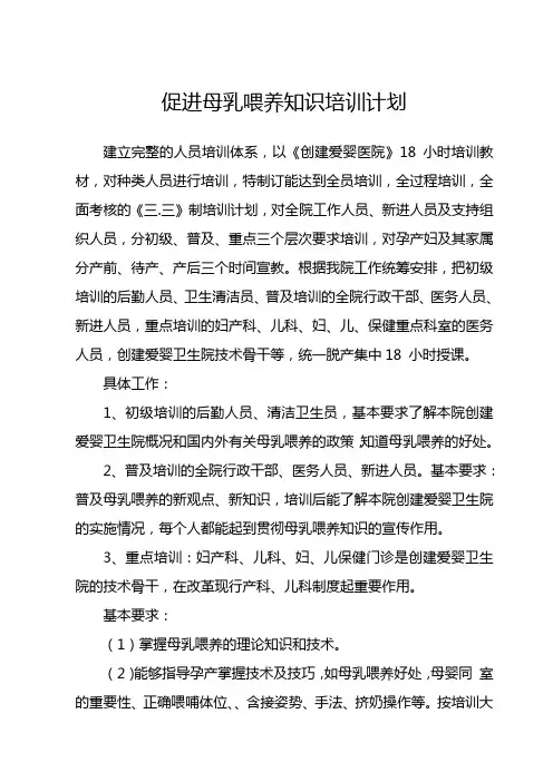 促进母乳喂养知识培训计划