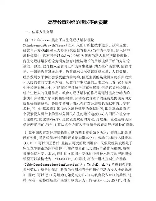 高等教育对经济增长率的贡献(1)