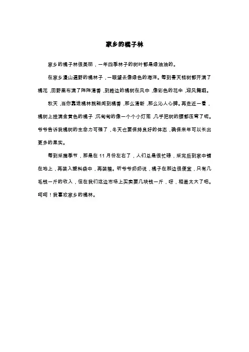 家乡的橘子林_三年级作文