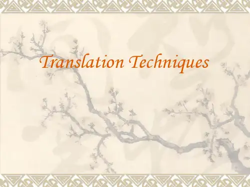 Translation techniques(里面包含增译法,减译法,转译法,重复译法)